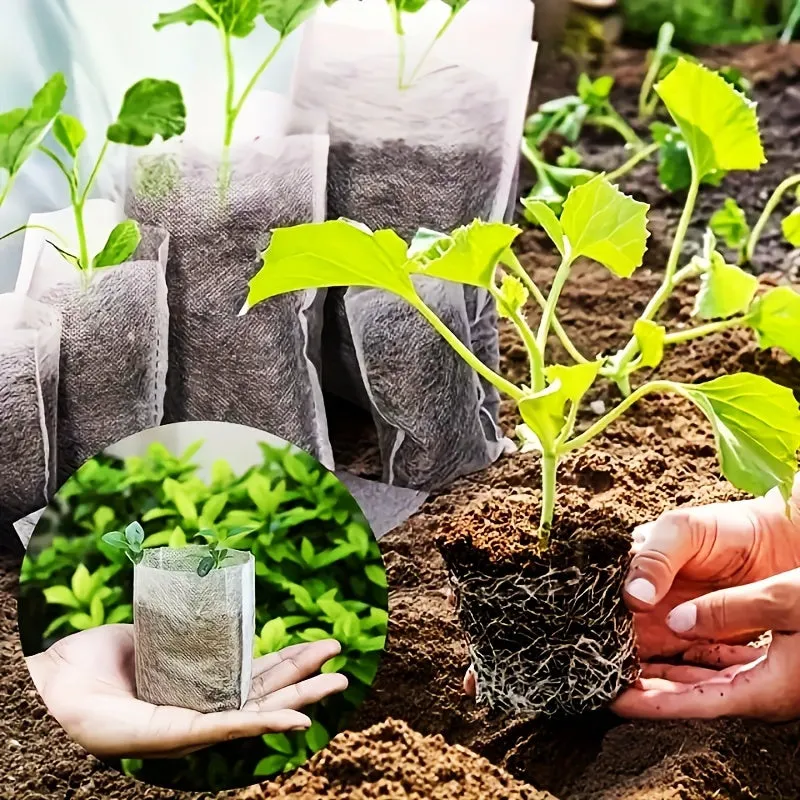 100 NonWoven Seedling Bags for Increased Plant Survival