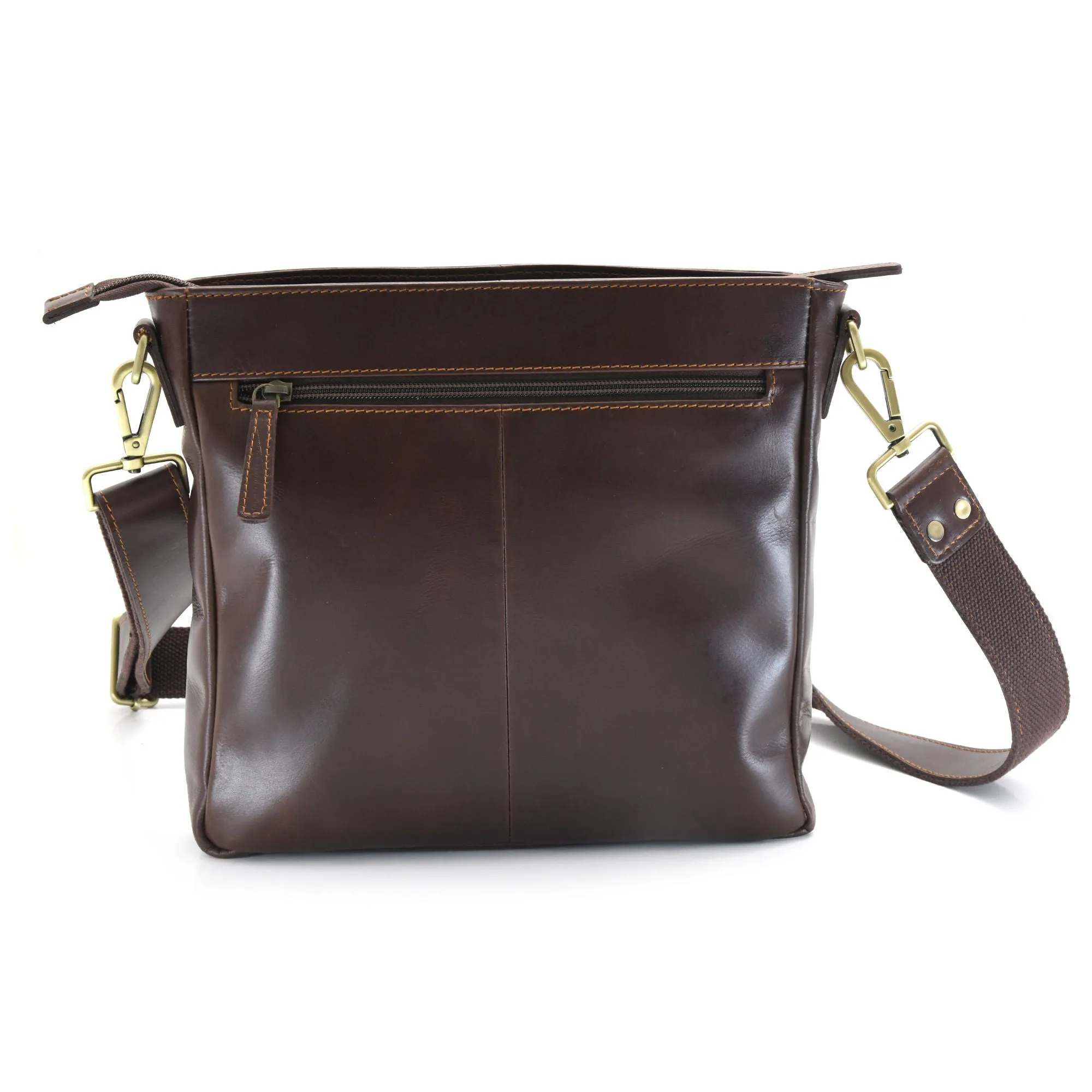 392001 Cross Body Satchel in Full Grain Dark Brown Leather | Style n Craft