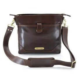 392001 Cross Body Satchel in Full Grain Dark Brown Leather | Style n Craft