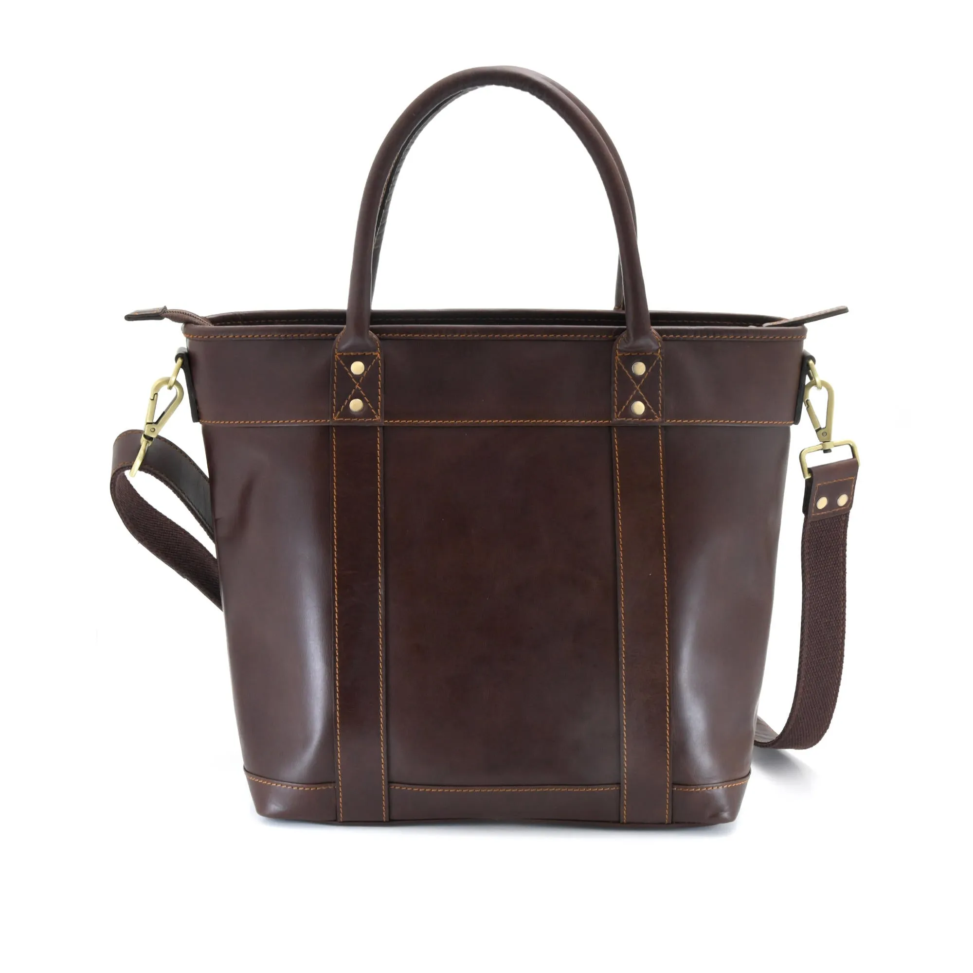 392003 Men's Tote Bag in Full Grain Dark Brown Leather | Style n Craft