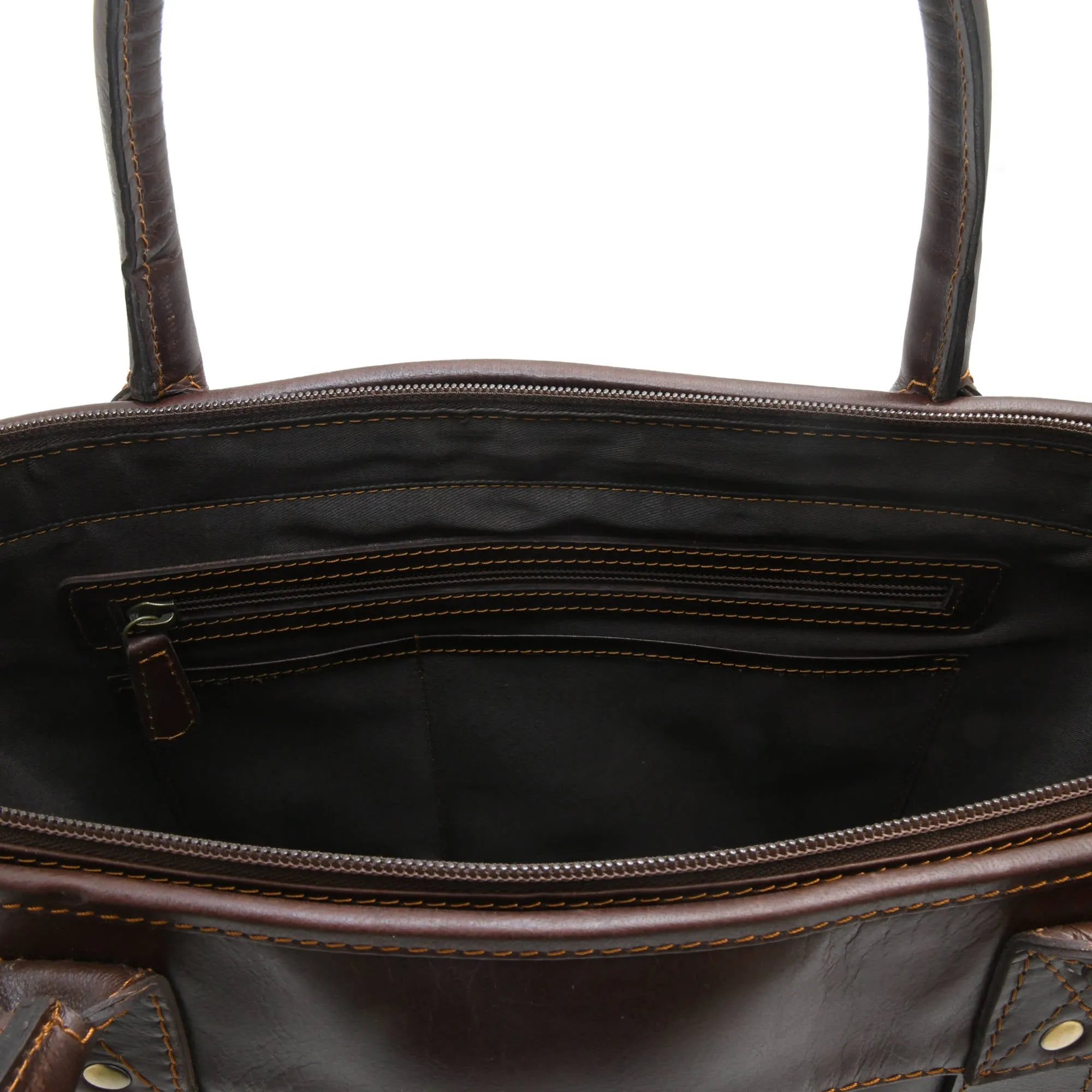 392003 Men's Tote Bag in Full Grain Dark Brown Leather | Style n Craft