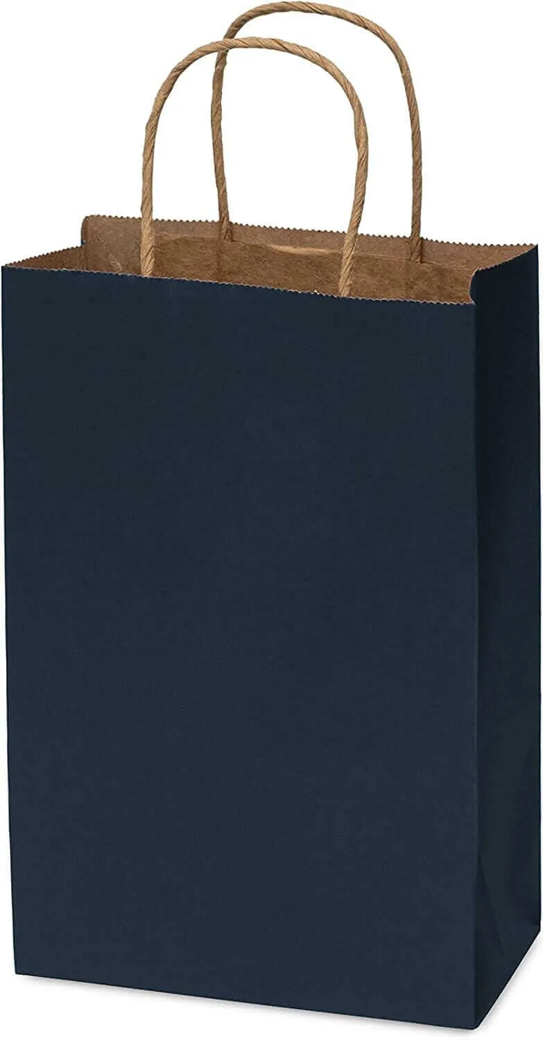 6x3x9 Extra Small Navy Blue Paper Bags with Handles