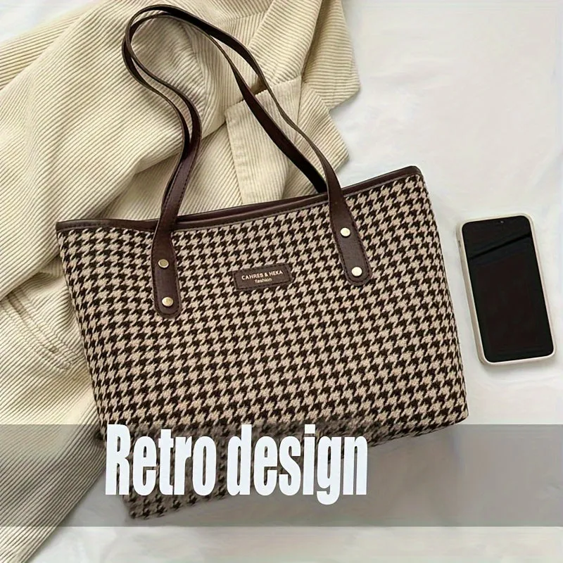 Chic Retro Houndstooth Tote Bag Style meets functionality