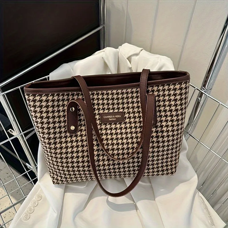 Chic Retro Houndstooth Tote Bag Style meets functionality