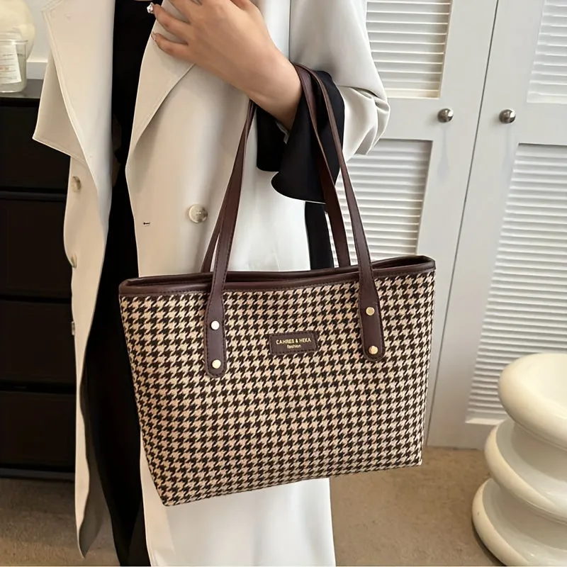 Chic Retro Houndstooth Tote Bag Style meets functionality