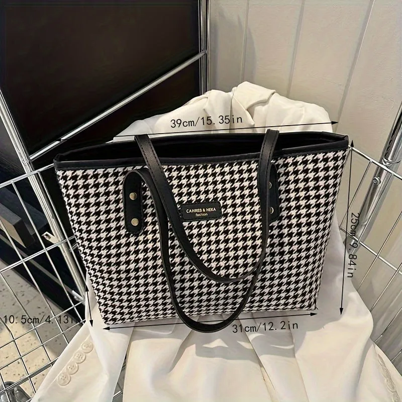 Chic Retro Houndstooth Tote Bag Style meets functionality