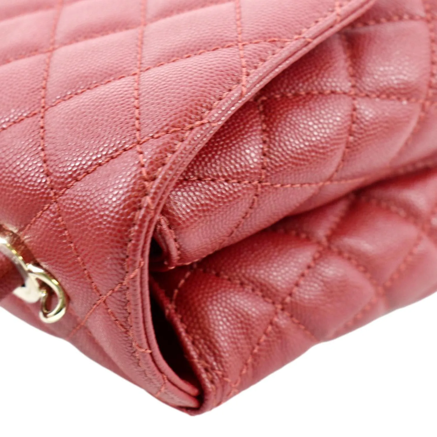 CL Medium Coco Quilted Caviar Leather Top Handle Shoulder Bag Red