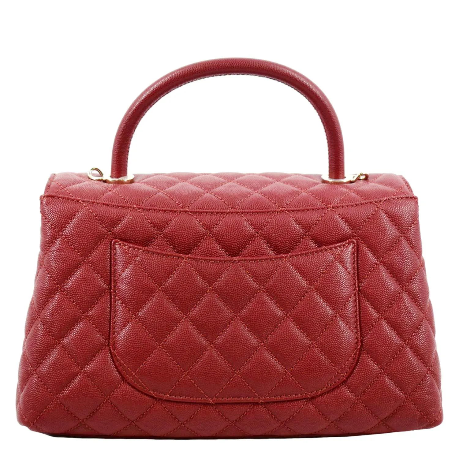 CL Medium Coco Quilted Caviar Leather Top Handle Shoulder Bag Red