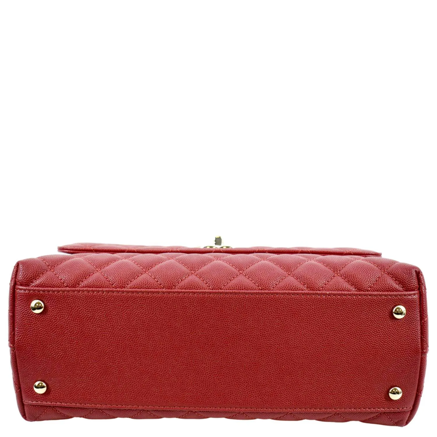 CL Medium Coco Quilted Caviar Leather Top Handle Shoulder Bag Red