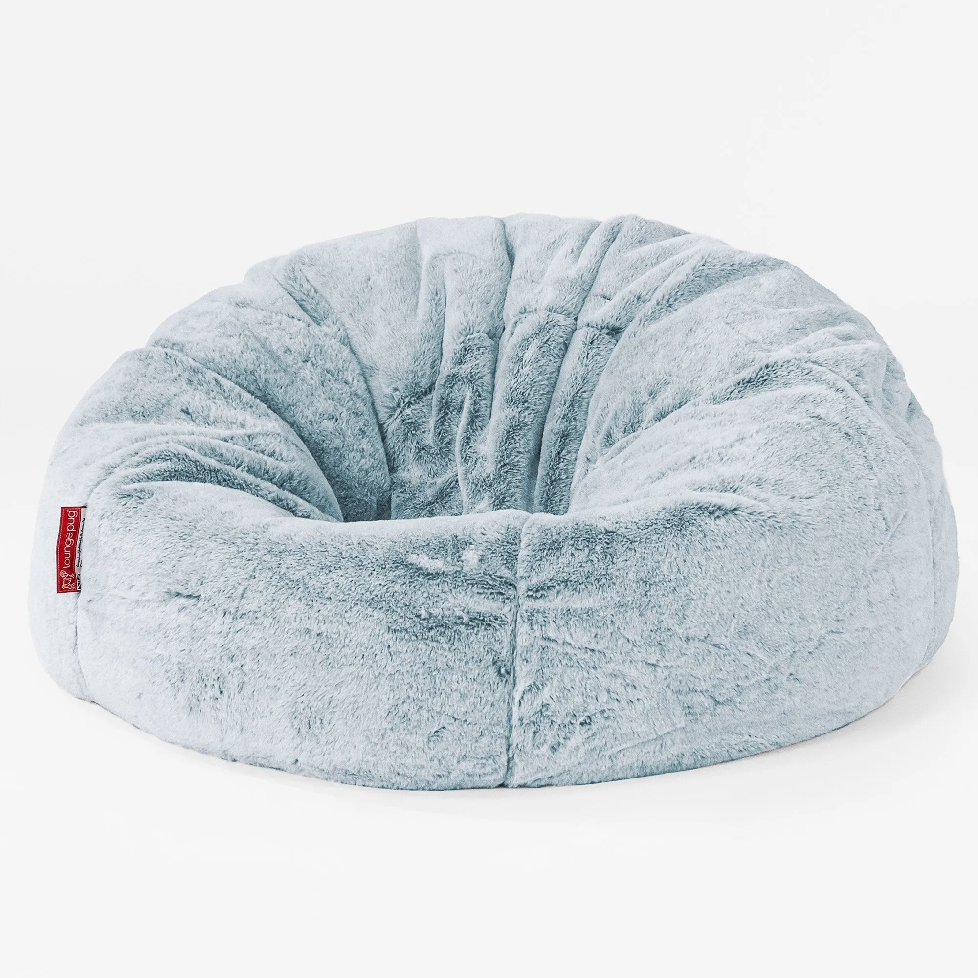 CloudSac Kids Memory Foam Giant Children's Bean Bag 2-12 yr - Fluffy Faux Fur Rabbit Dusty Blue