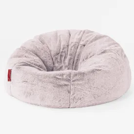 CloudSac Kids Memory Foam Giant Children's Bean Bag 2-12 yr - Fluffy Faux Fur Rabbit Dusty Pink