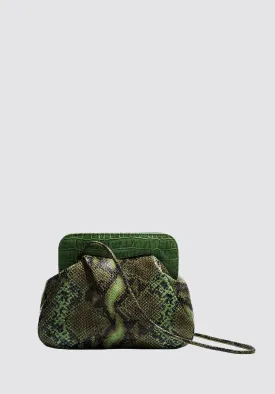 Constanza Clutch | Green Snakeskin Print