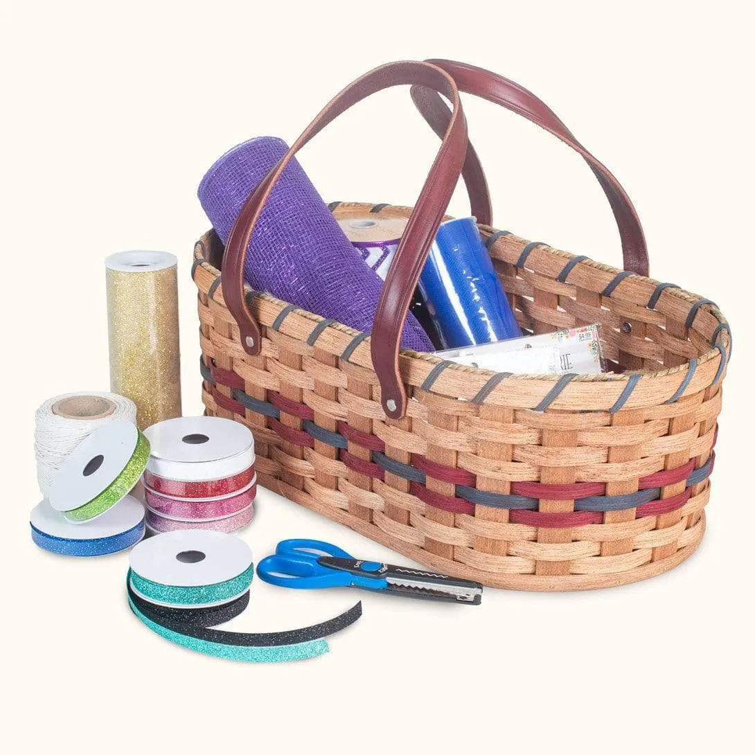 Craft Caddy | Handy Amish Wicker Sewing Tote Basket w/Handles