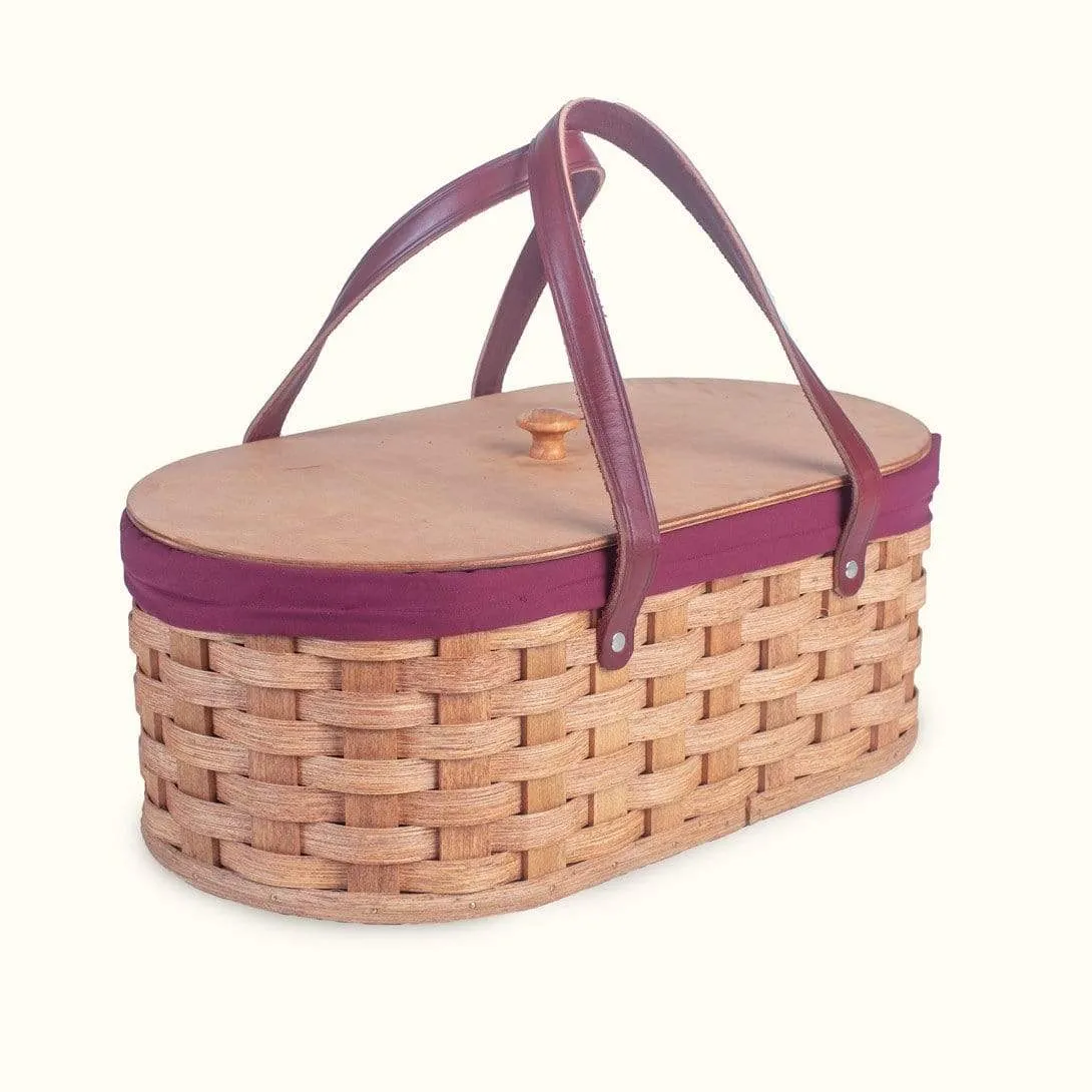 Craft Caddy | Handy Amish Wicker Sewing Tote Basket w/Handles