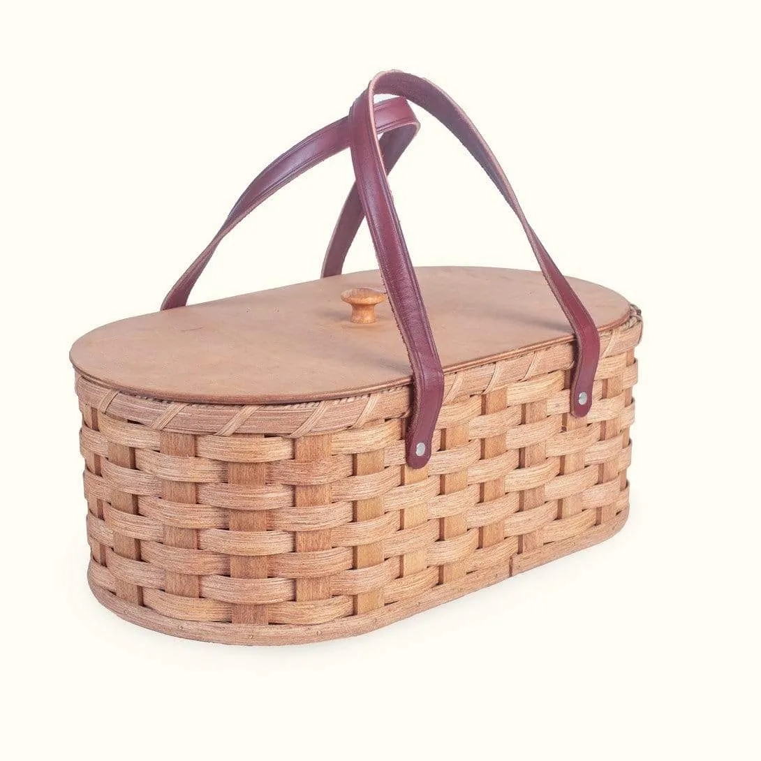 Craft Caddy | Handy Amish Wicker Sewing Tote Basket w/Handles