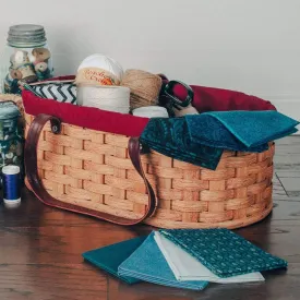 Craft Caddy | Handy Amish Wicker Sewing Tote Basket w/Handles