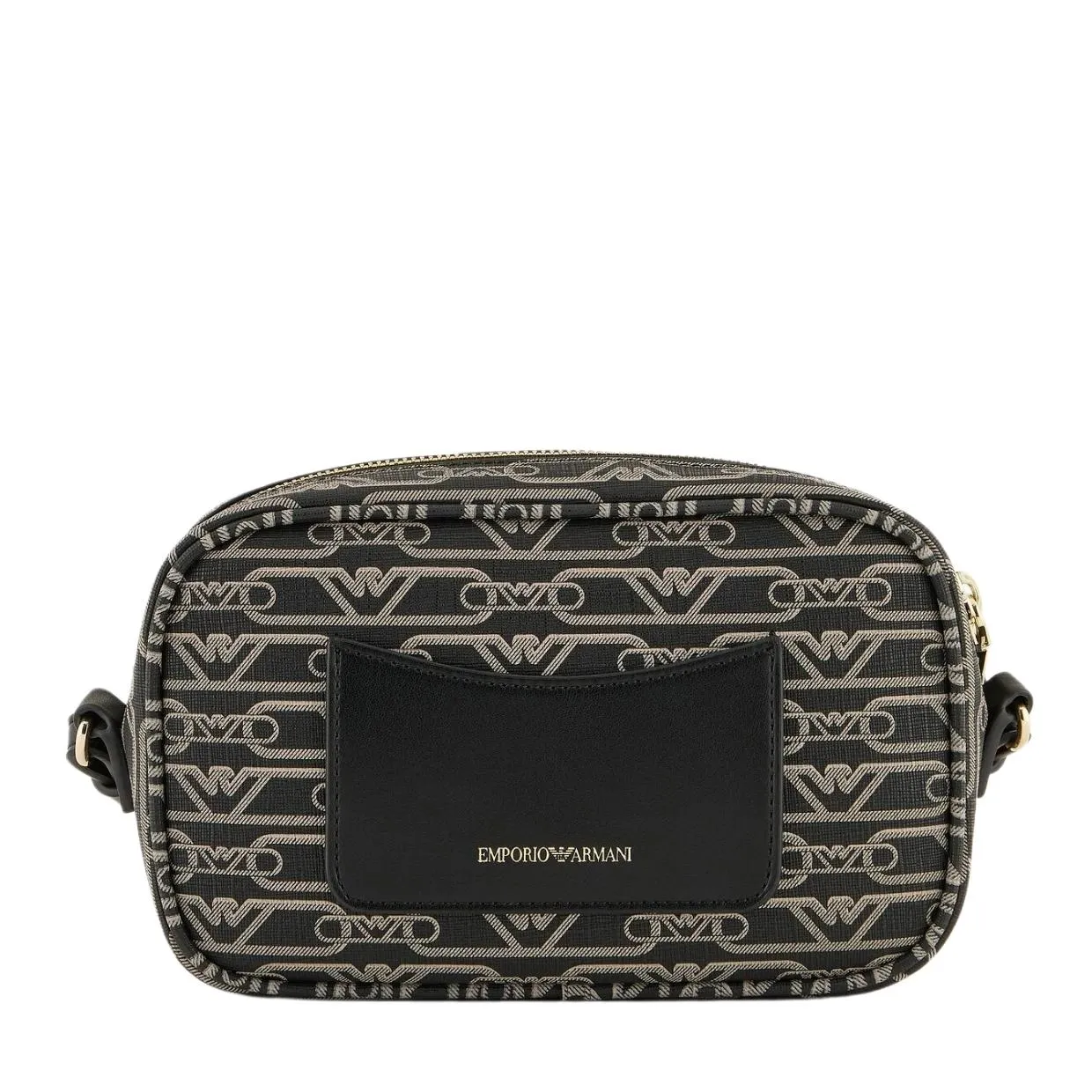 Emporio Armani All-Over Monogram Print Black Camera Bag