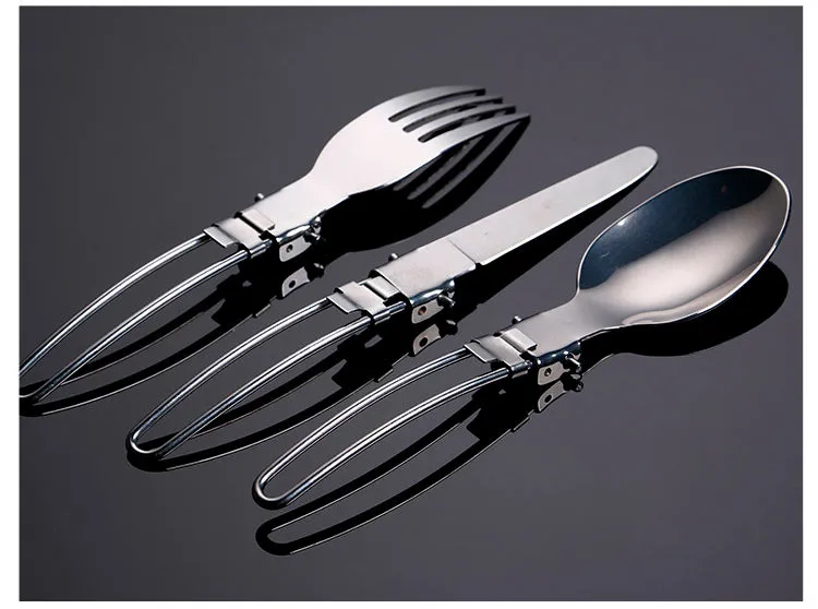 Foldable Camping Picnic Spoon Folk Knife Set