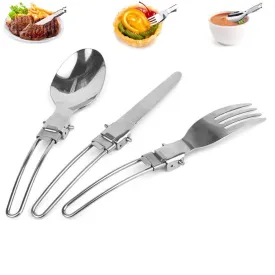 Foldable Camping Picnic Spoon Folk Knife Set