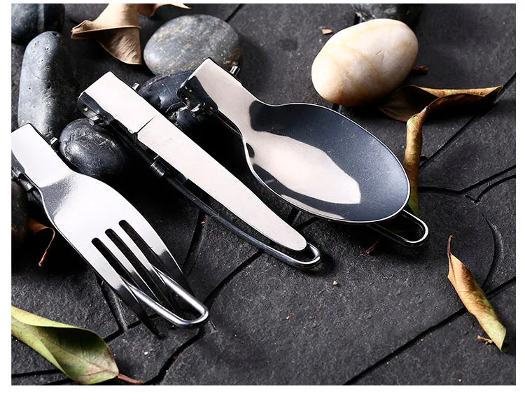 Foldable Camping Picnic Spoon Folk Knife Set