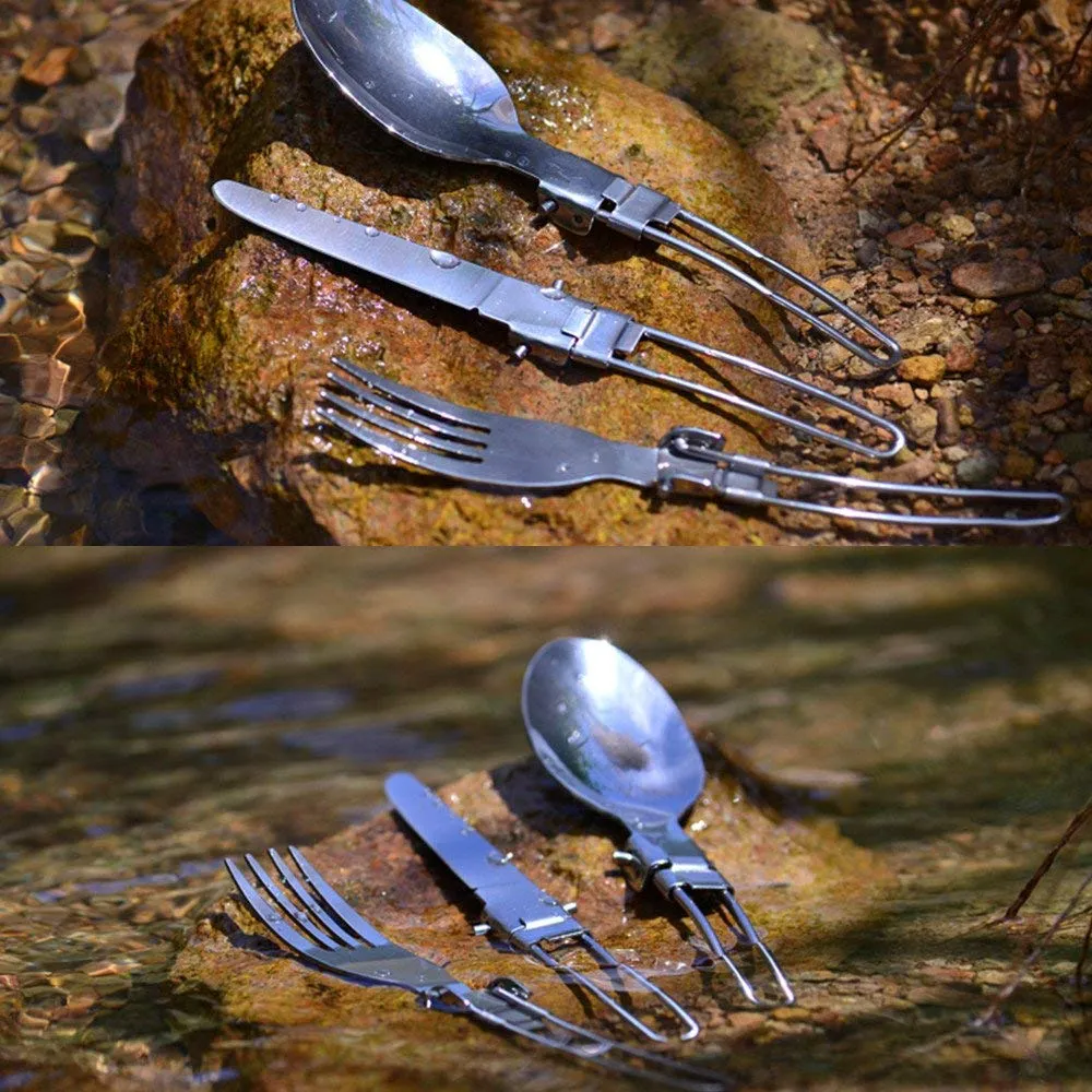 Foldable Camping Picnic Spoon Folk Knife Set