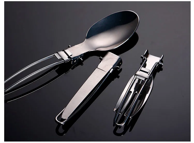 Foldable Camping Picnic Spoon Folk Knife Set