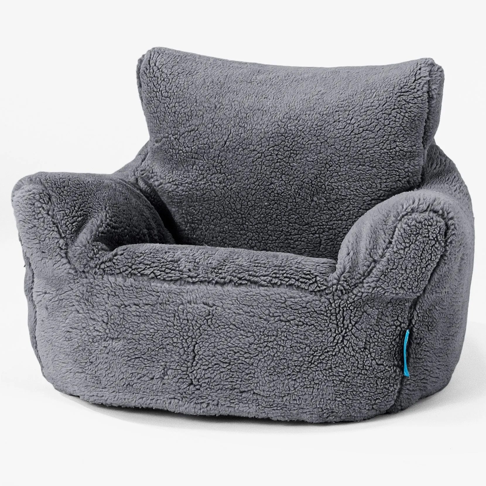 Kids Armchair Bean Bag for Toddlers 1-3 yr - Teddy Faux Fur Dark Grey