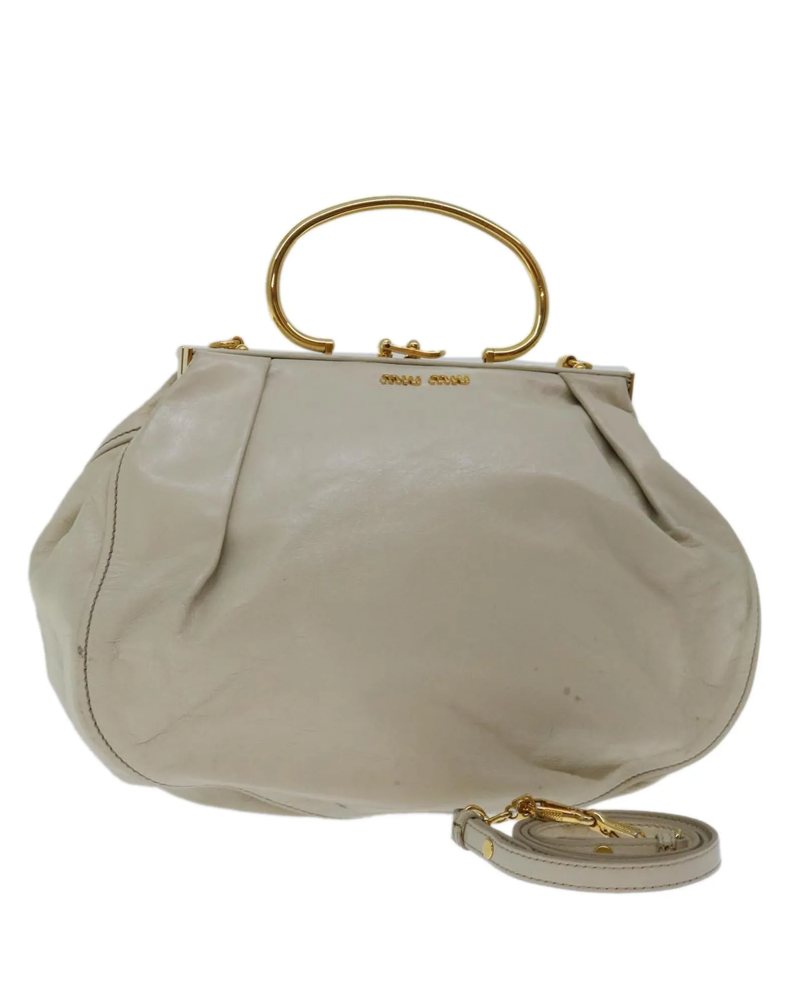 Leather 2way Hand Bag in White by Miu Miu