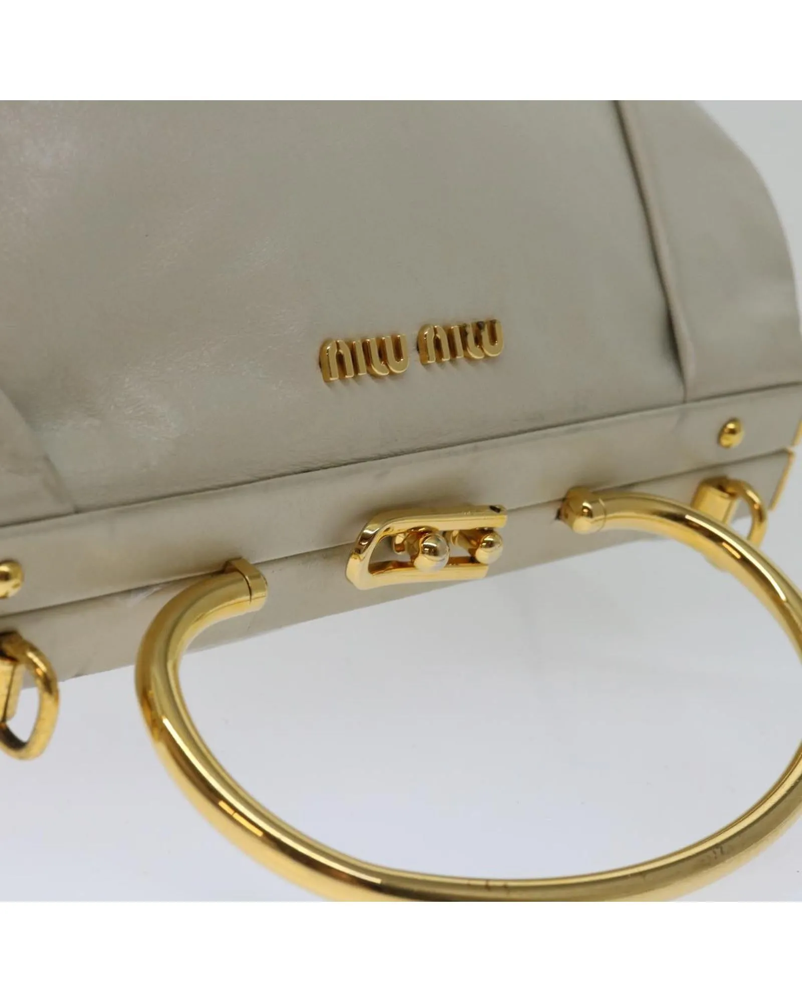 Leather 2way Hand Bag in White by Miu Miu