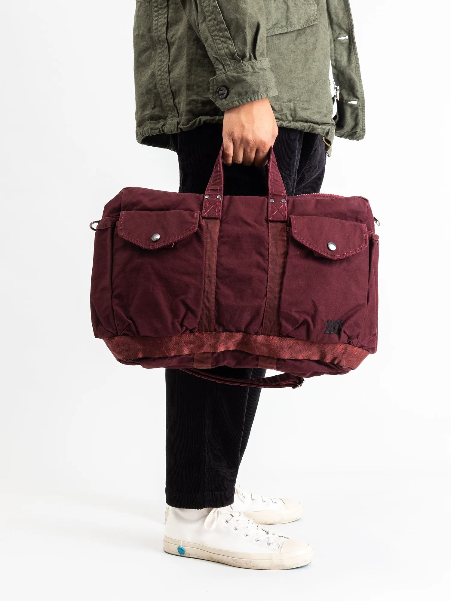 "Crag" 2-Way Boston Bag (S) in Burgundy