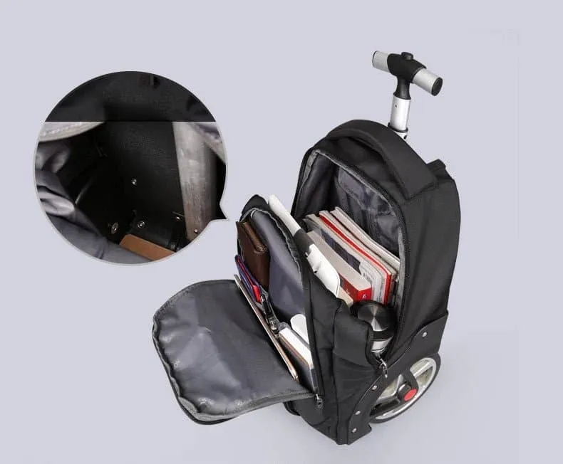 Rolling Luggage Bag with Big Wheels - Unisex, Lockable, 60cm Height, 3.5kg Weight