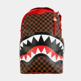 Sharks in Paris Mens Backpack - Brown with Red Accents