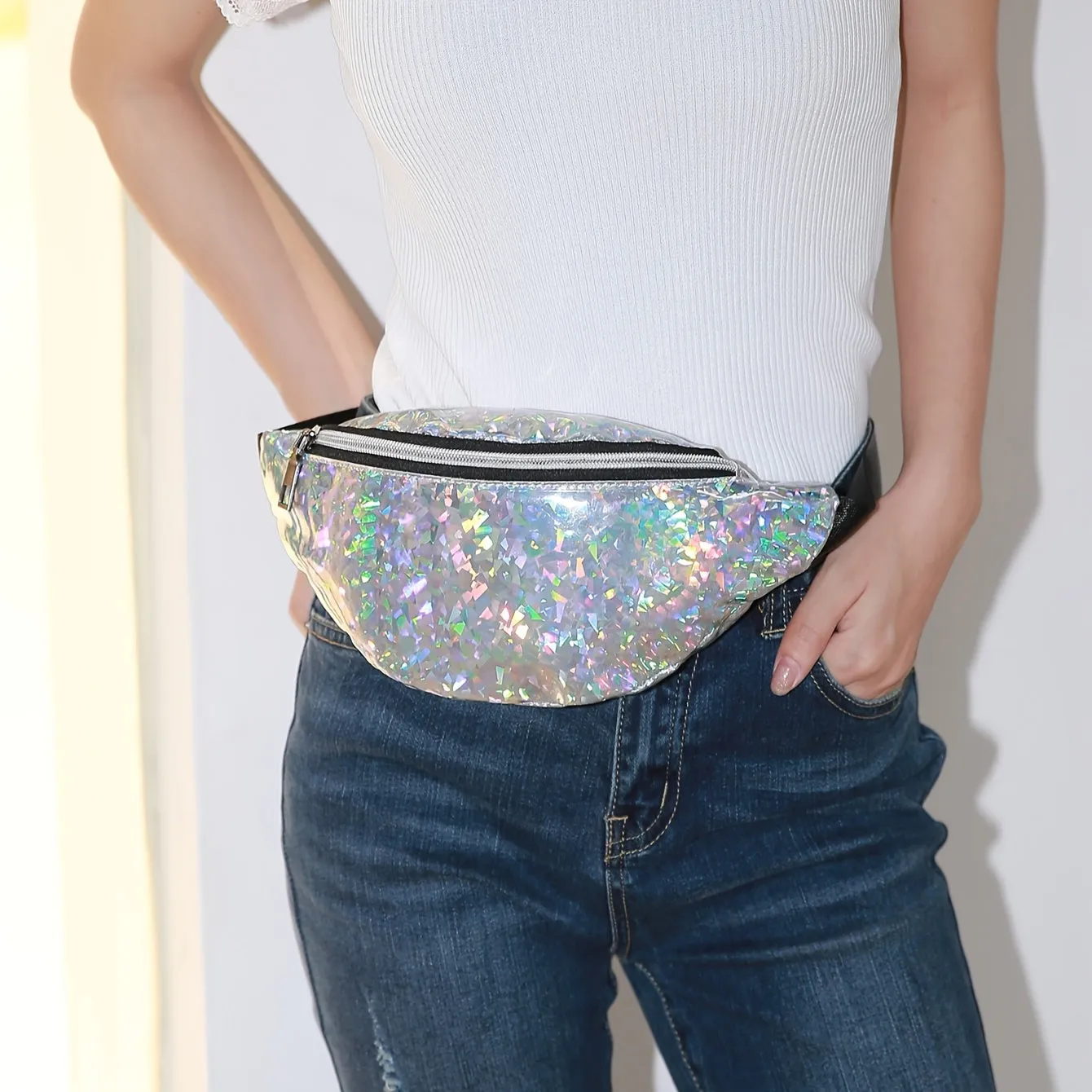 Sparkly Sequin Glasses Fanny Pack  Perfect Gift Choice