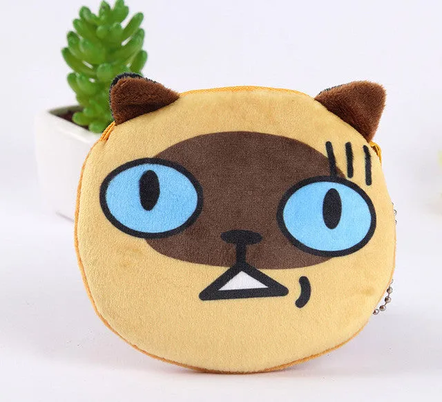 Sweet 3D Kitty Coin Bags , 5Designs, Plush Cats Gift Coin BAG Wallet Pouch Case , Little Key Chain Coin Pouch