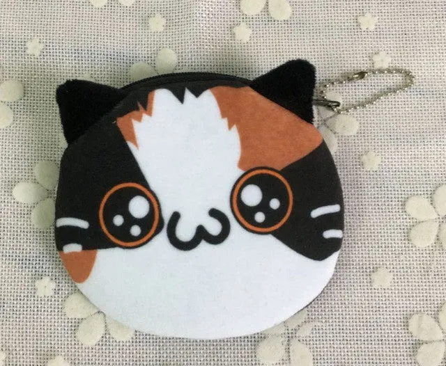 Sweet 3D Kitty Coin Bags , 5Designs, Plush Cats Gift Coin BAG Wallet Pouch Case , Little Key Chain Coin Pouch