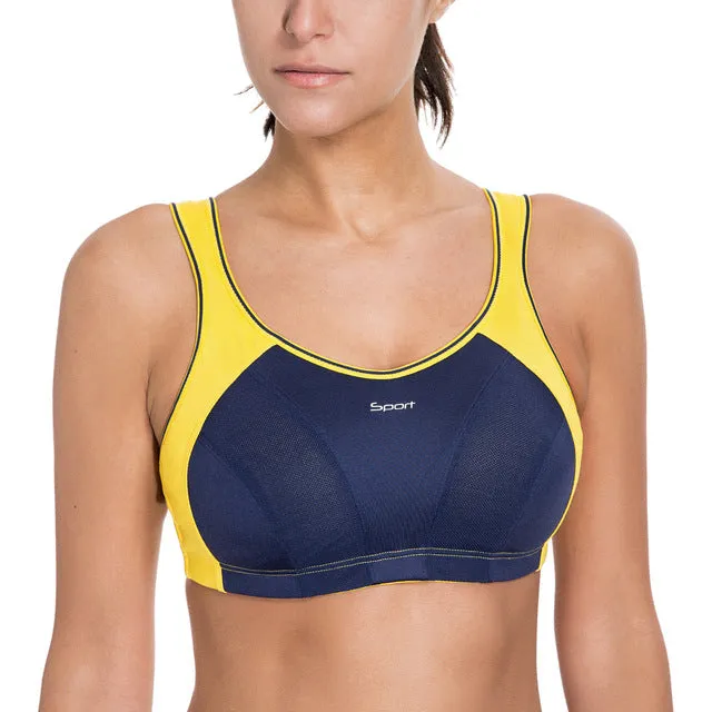 SYROKAN Women's High Impact Wire Free Non Padded Racerback Maximum Sports Bra