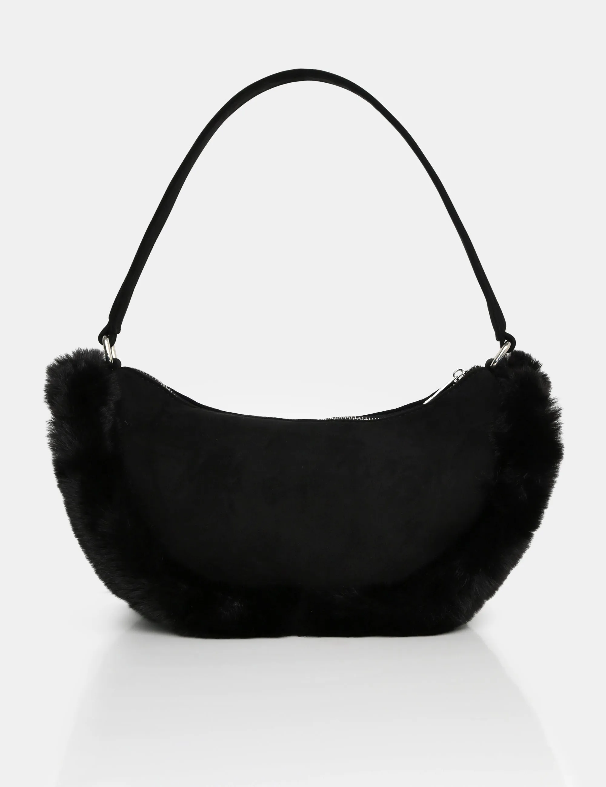 The Kinley Black Suede Faux Fur Shoulder Bag