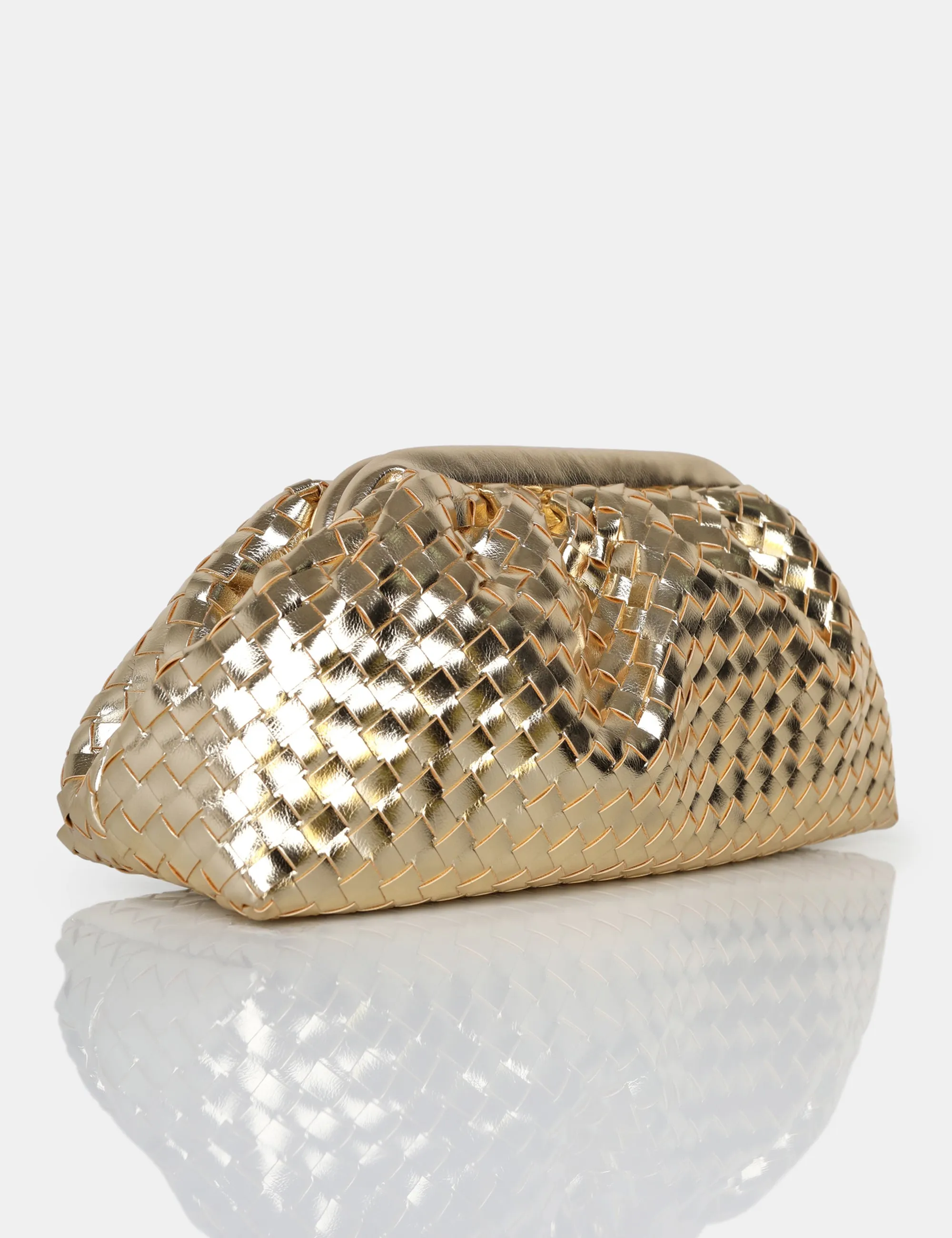 The Project Metallic Gold Weave Clutch Bag