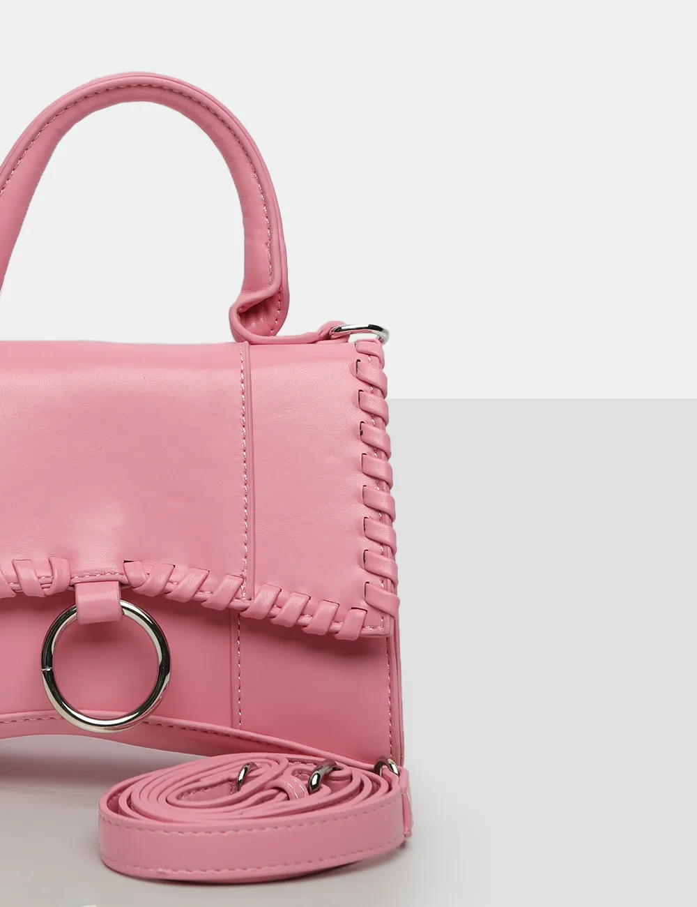 The Roxi Pink Plaited Edge Mini Handbag