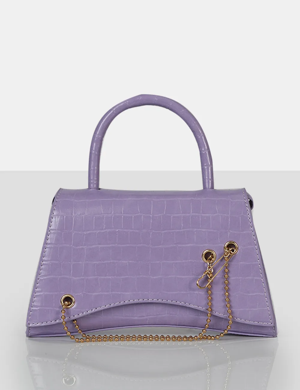 The Trista Lilac Croc Arched Mini Handbag