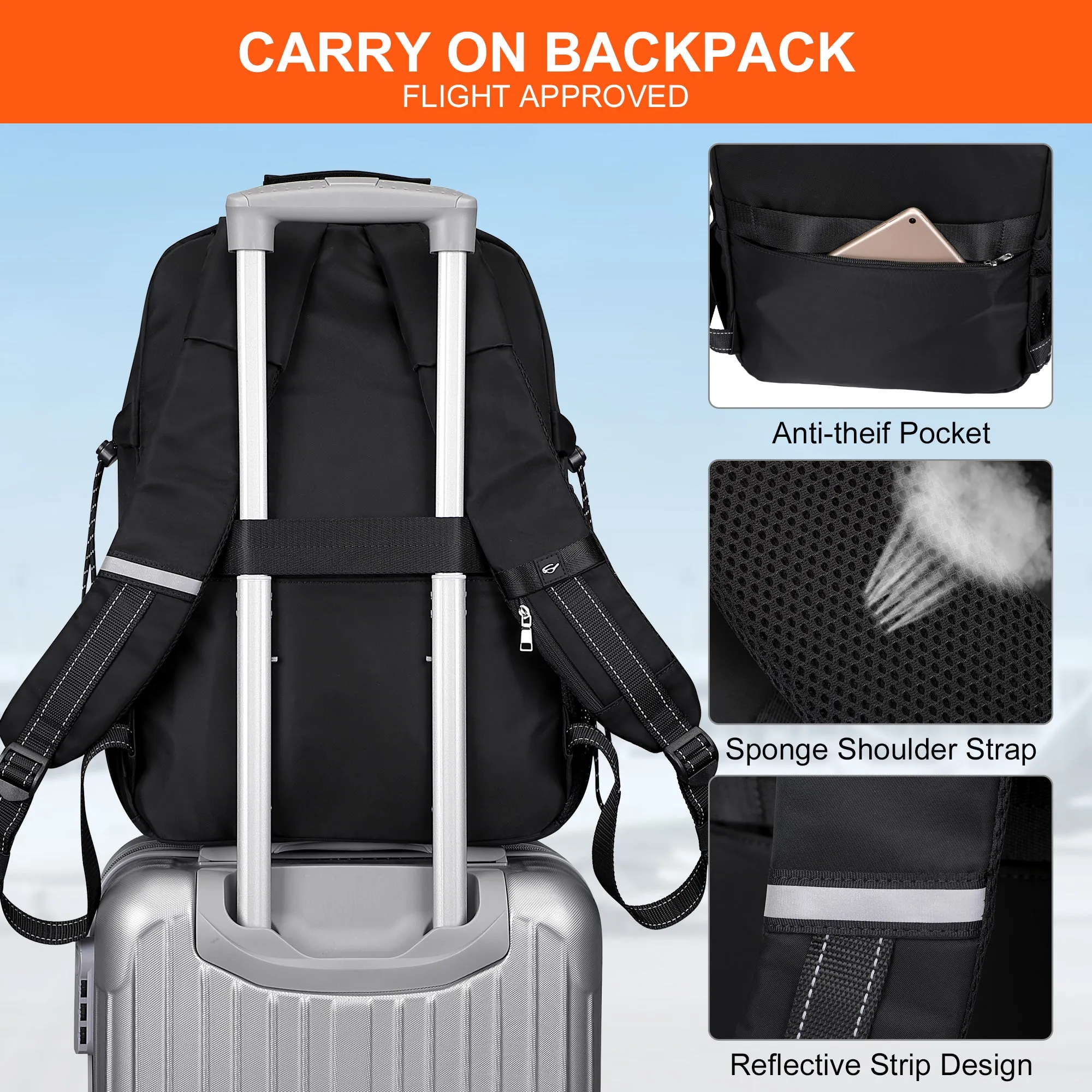 Travel Laptop Backpack for Women and Men Small Carry on Daypack