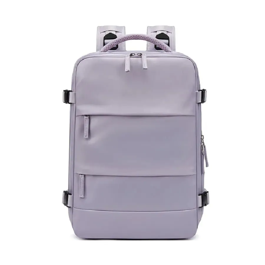 USB Charging Travel Carry On Backpack - 20-35L, Nylon, Polyester Lining, Solid Bag, Shoe Pocket - INFEYLAY