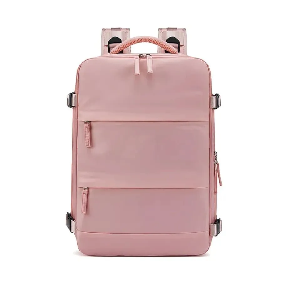 USB Charging Travel Carry On Backpack - 20-35L, Nylon, Polyester Lining, Solid Bag, Shoe Pocket - INFEYLAY