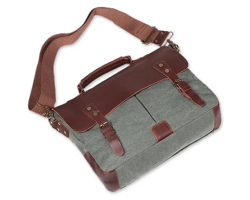 Vintage Canvas Satchel Messenger Bag for Men - Green