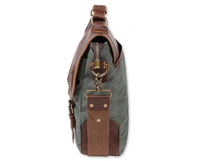 Vintage Canvas Satchel Messenger Bag for Men - Green