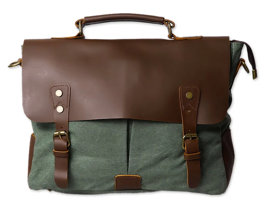 Vintage Canvas Satchel Messenger Bag for Men - Green