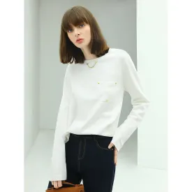 White Long Sleeved Tee with Neck Chain