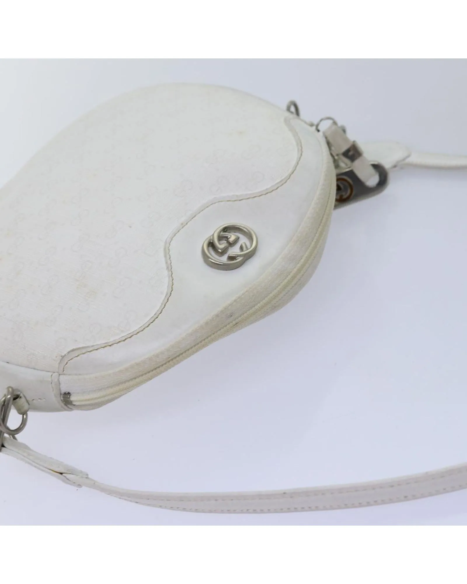 White Micro GG Supreme Shoulder Bag in PVC Leather by Italian Designer